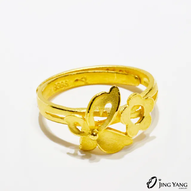【JING YANG 晶漾】黃金戒指春季蝴蝶(1.03錢±0.05錢)