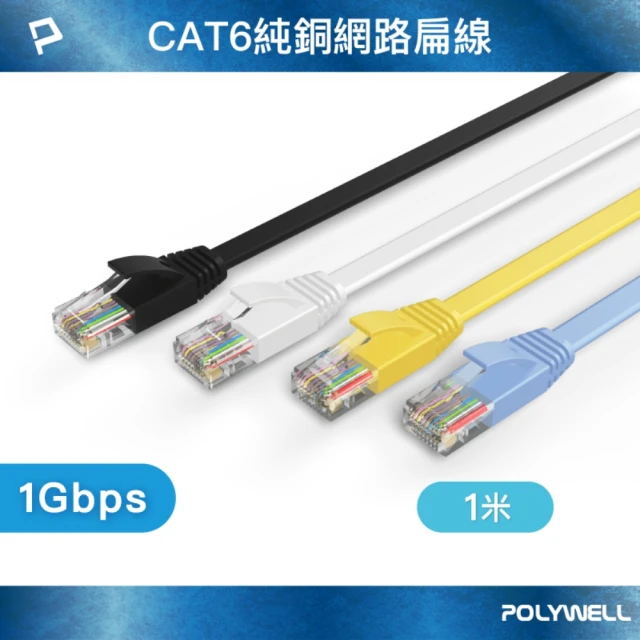 POLYWELL CAT6 高速網路傳輸扁線 /1M