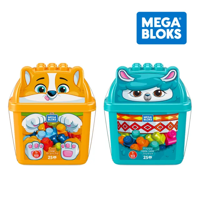 【Mega Bloks 美高積木】大積木經典動物套組1+1(積木桶/兒童積木/大積木/學習積木/男孩玩具/女孩玩具/汽車)