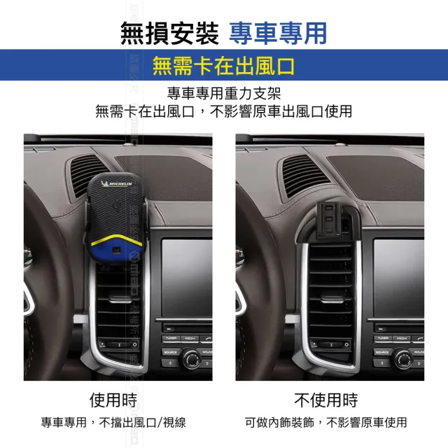 【Michelin 米其林】PORSCHE 保時捷 CAYENNE 2011-16 專用ML99無線充手機架(QI認證 感應自動開合 峰值15W)