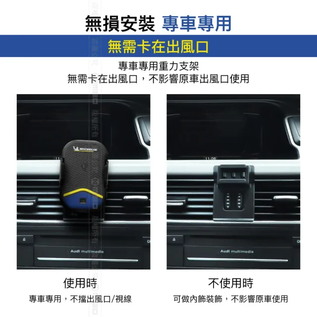 【Michelin 米其林】AUDI 奧迪 A4 2009-16 專用ML99無線充手機架(QI認證 感應自動開合 峰值15W)