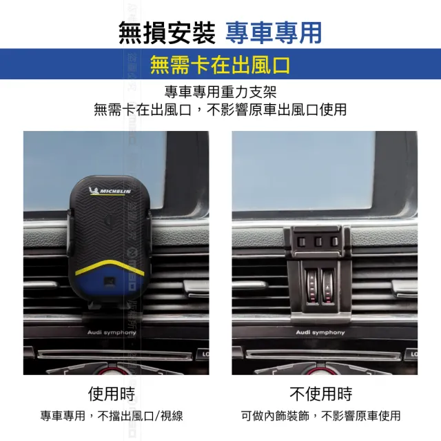 【Michelin 米其林】AUDI 奧迪 Q5 2010-18 專用ML99無線充手機架(QI認證 感應自動開合 峰值15W)