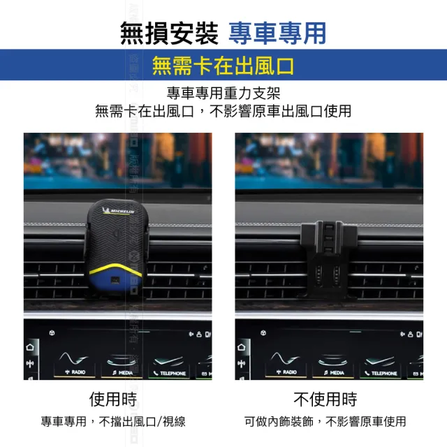 【Michelin 米其林】AUDI 奧迪 A6 2012-18 專用ML99無線充手機架(QI認證 感應自動開合 峰值15W)