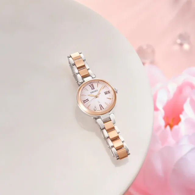 【SEIKO 精工】LUKIA 花卉系列鈦金屬太陽能電波鑽石女錶 520禮物 送禮(SSQW082J/1B32-0BK0KS)