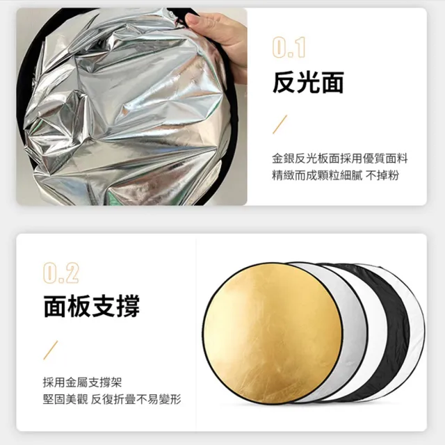 【Nil】五合一直播攝影打光板 戶外多方位拍照補光板 可折疊收納反光板 柔光板 110cm