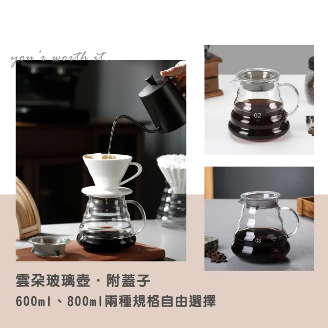 【渥思】雲朵玻璃壺-800ml(附蓋子.咖啡壺.泡茶壺.果茶壺.耐熱玻璃)
