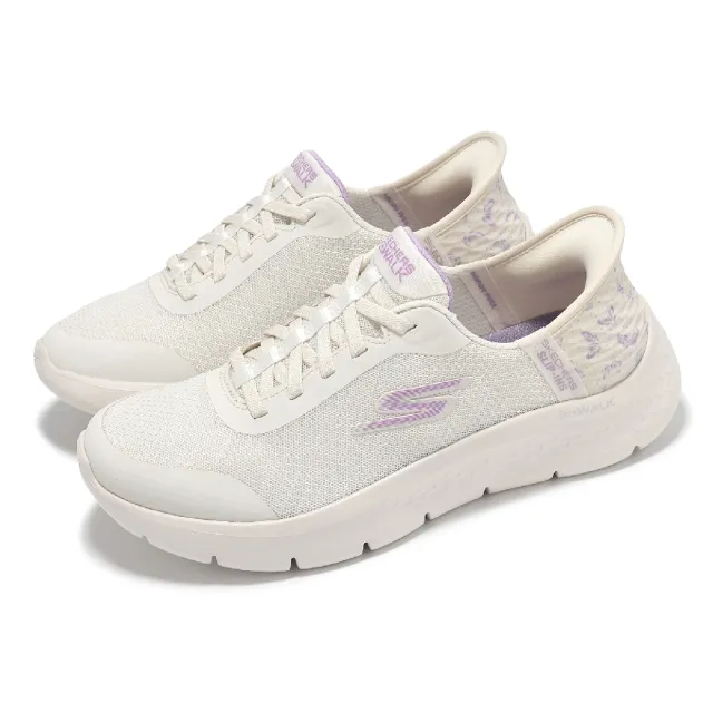 【SKECHERS】休閒鞋 Go Walk Flex-EVA D 女鞋 寬楦 米白 避震 輕量 套入式 健走鞋(124823-WNTPR)