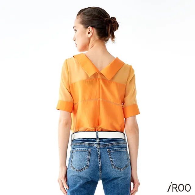 【iROO】透膚拼接上衣