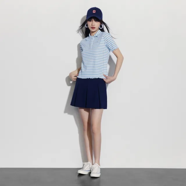 【GAP】女裝 Logo羅紋短袖POLO衫 女友T系列-藍色(465241)