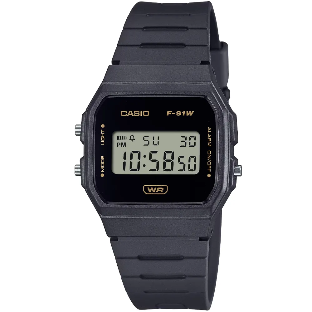 【CASIO 卡西歐】卡西歐鬧鈴電子錶-黑(F-91WB-8A 台灣公司貨)