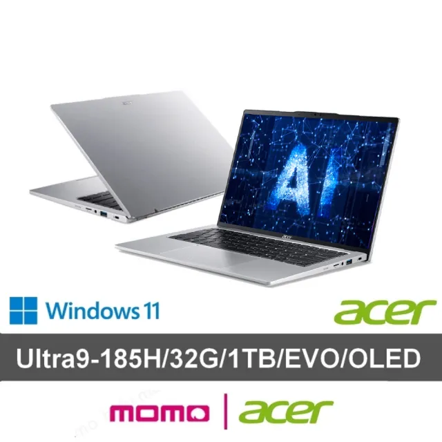 【Acer 宏碁】14吋Ultra 9輕薄AI筆電(Swift Go/EVO/SFG14-73-9896/Ultra 9-185H/32G/1TB/W11/OLED)