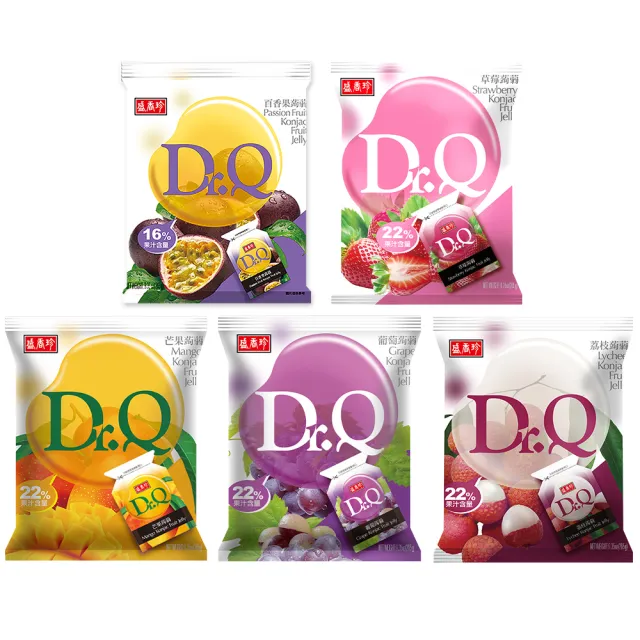 【盛香珍】Dr.Q蒟蒻果凍265g/包(內約14入-葡萄/草莓/芒果/百香果/荔枝-口味任選)中元普渡/拜拜/澎派
