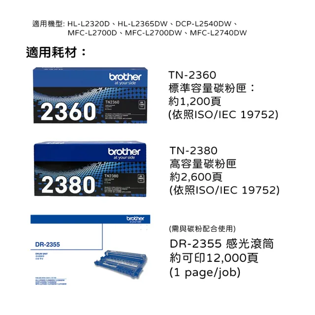 【Brother】HL-L2320D 高速黑白雷射自動雙面印表機(無WIFI功能/隨機碳粉2600頁)