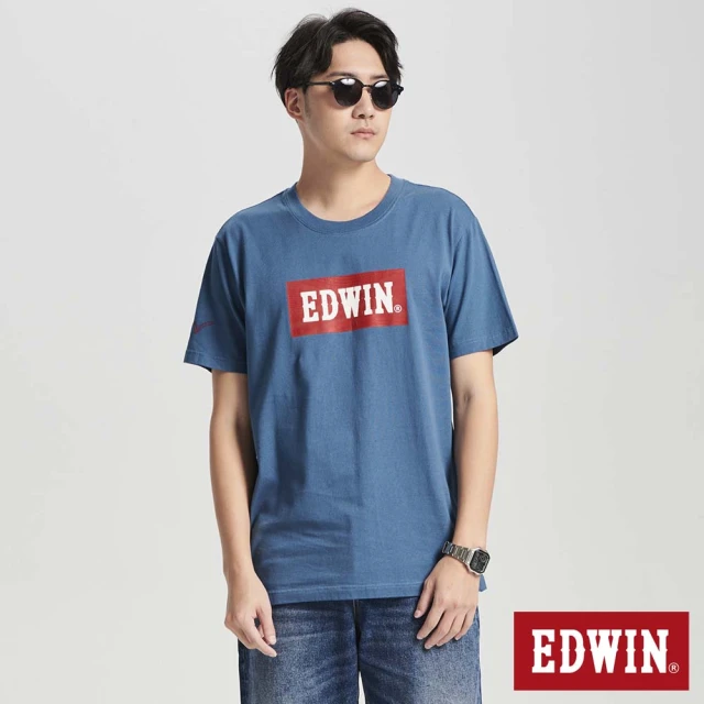 EDWIN 男裝 音樂紅印花短袖T恤(灰藍色)