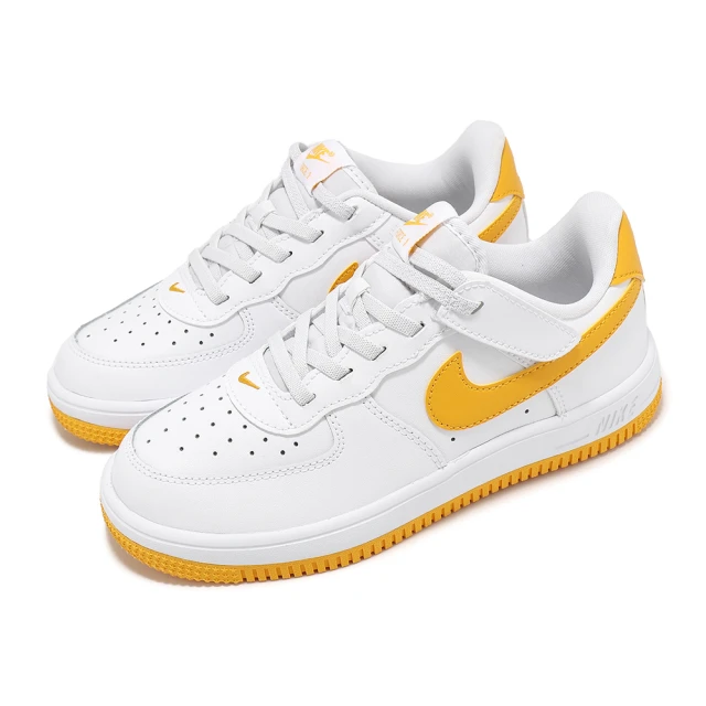 NIKE 耐吉 休閒鞋 Force 1 Low EasyOn PS 中童 白 黃 AF1 易穿脫 小朋友(FN0237-109)