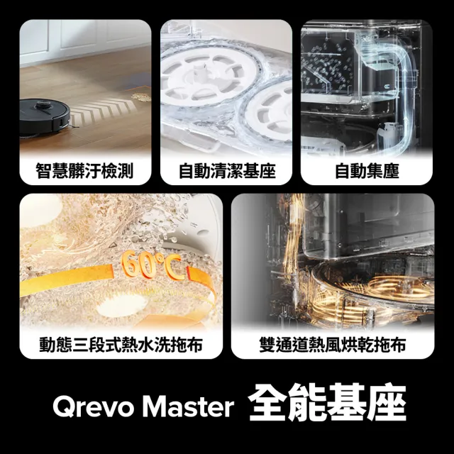 【Roborock 石頭科技】Qrevo Master掃地機-黑曜霸主 耗材大禮包組(AI全能雙臂/截斷毛髮/自清潔基座