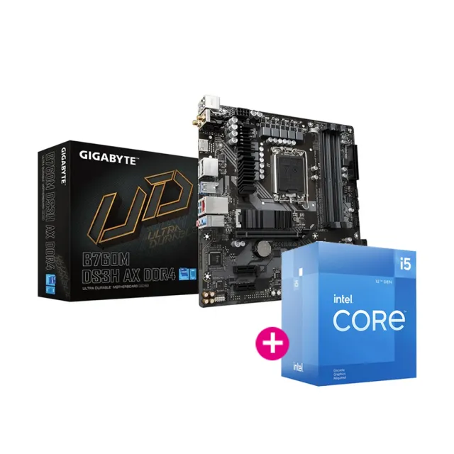 【GIGABYTE 技嘉】板+U組合★技嘉B760M DS3H AX DDR4 主機板+Intel Core i5-12400 CPU中央處理器