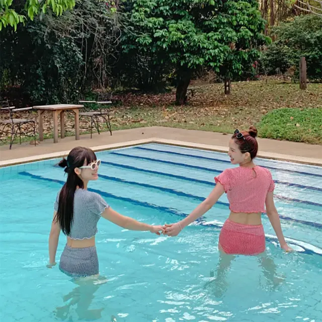 【SeasonsBikini】顯瘦短袖高腰泳衣-408(高腰泳衣短袖泳衣)