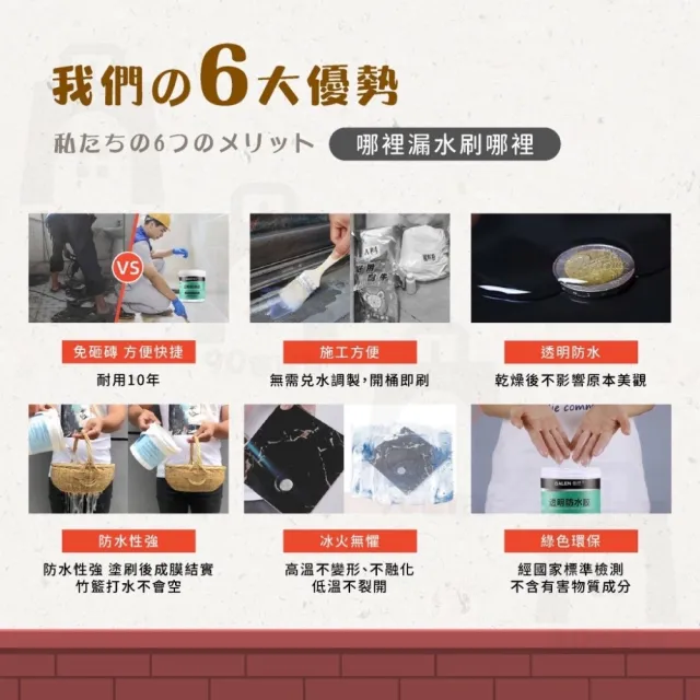 【生活達人】GALEN伽蘭強效透明防水膠 300g 贈刷子(防水 止漏 修補神器)