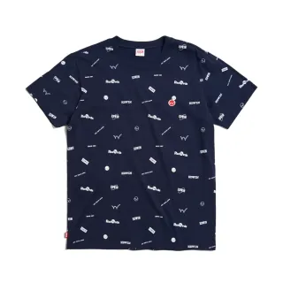 【EDWIN】男裝 Y2K 滿版印花布短袖T恤(丈青色)