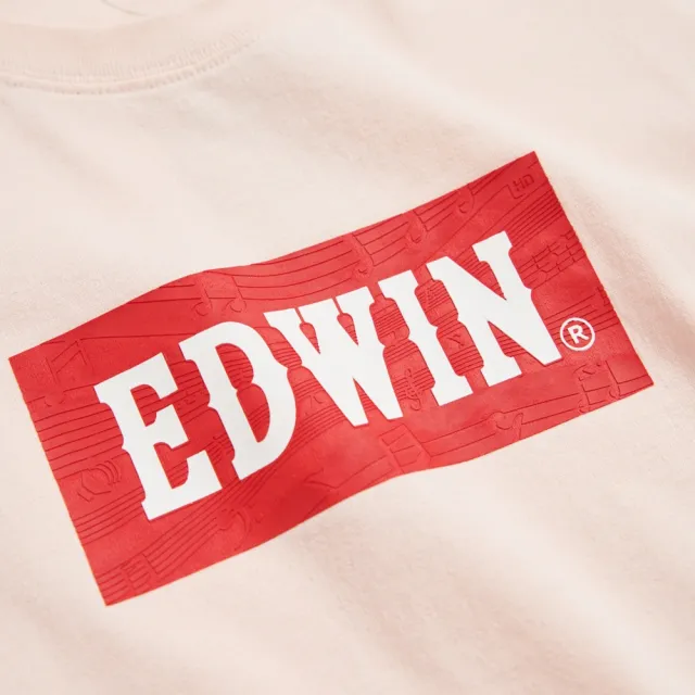 【EDWIN】女裝 音樂紅印花短袖T恤(淡粉紅)