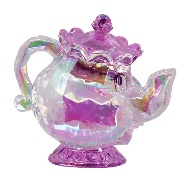 【Enesco】精品家飾 Disney 迪士尼 美女與野獸 茶壺太太透明塑像居家擺飾