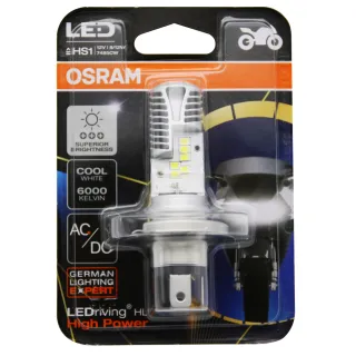 【Osram 歐司朗】機車LED燈泡 白光/6000K H4/HS1 12V 8/12W 升級版(公司貨)