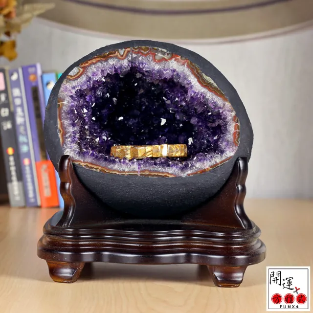 【開運方程式】紫晶洞3.8KG烏拉圭多層瑪瑙錢袋子(AGU690紫水晶洞風水開運擺設)