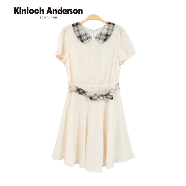 Kinloch Anderson 小格領腰帶連身裙洋裝 金安德森女裝(KA0655707)