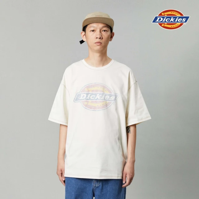 Dickies 男女款奶油色純棉胸前滲透感大Logo印花休閒短袖T恤｜DK013110C10