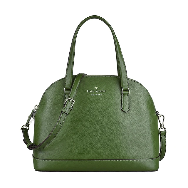 KATE SPADE Kate Spade SADIE金字LOGO手提斜背拉鍊防刮牛皮貝殼包(軍綠)