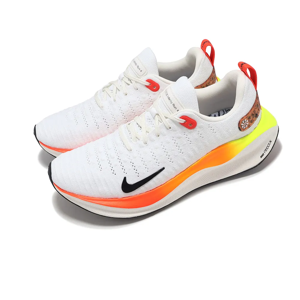 【NIKE 耐吉】慢跑鞋 Reactx Infinity Run 4 男鞋 白 黃 橘 緩震 針織 運動鞋(HF4916-100)