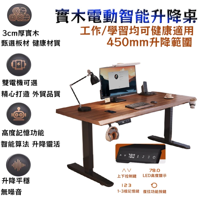 歐德沐 智能電動升降桌120*60*75cm 加厚2.5cm桌面 三節腿 隱藏雙電機(電腦桌 電動升降桌 電競桌)