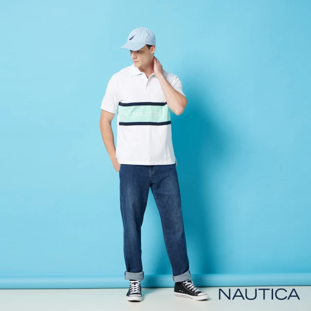 NAUTICA 男裝 百搭休閒刷色牛仔長褲(深藍色)