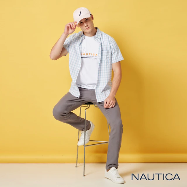 NAUTICA 男裝 百搭休閒素面彈性長褲(灰色)