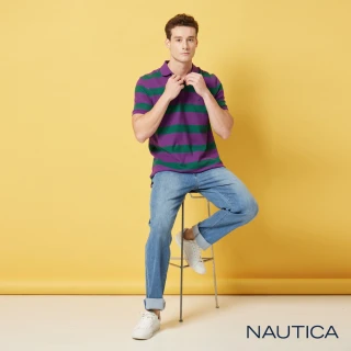 【NAUTICA】男裝 百搭休閒刷色牛仔長褲(藍色)