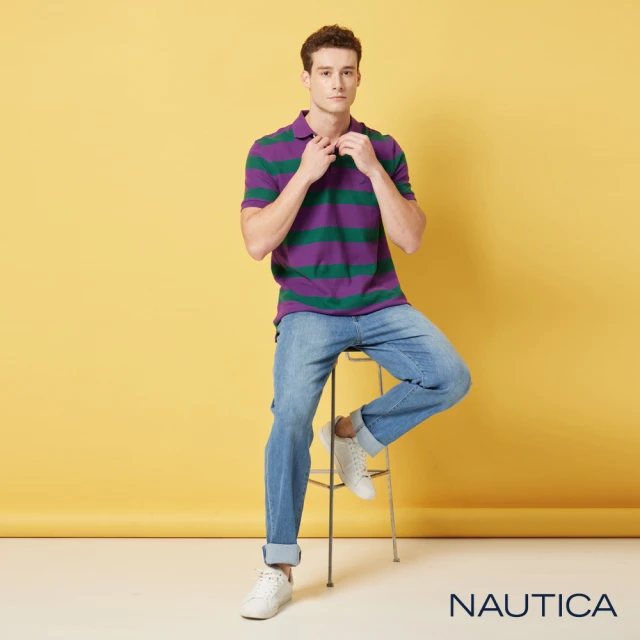 NAUTICA 男裝 百搭休閒刷色牛仔長褲(藍色)