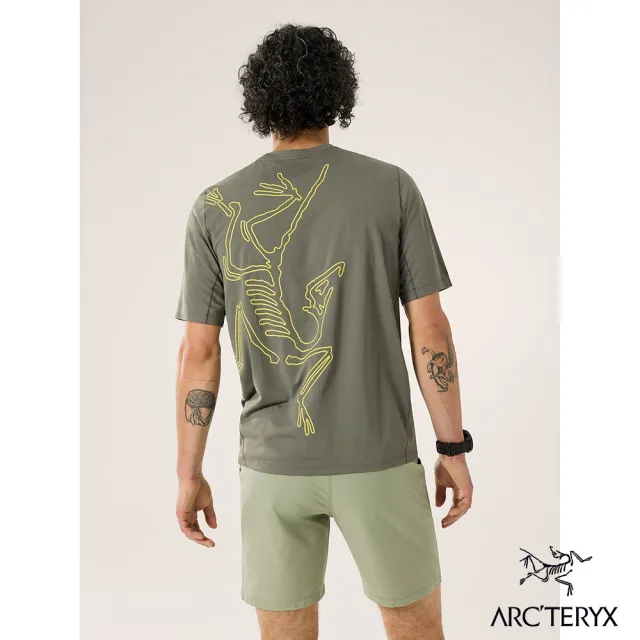 【Arcteryx 始祖鳥】男 Cormac ArcBird 快乾短袖圓領衫(糧草雜綠 II)