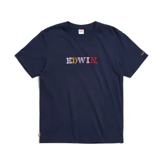 【EDWIN】男裝 圓點刺繡印花短袖T恤(丈青色)