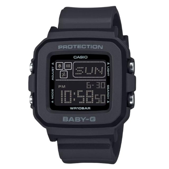 【CASIO 卡西歐】BABY-G 俏皮趣味 時尚黑 數位電子錶款 BGD-10-1_39mm