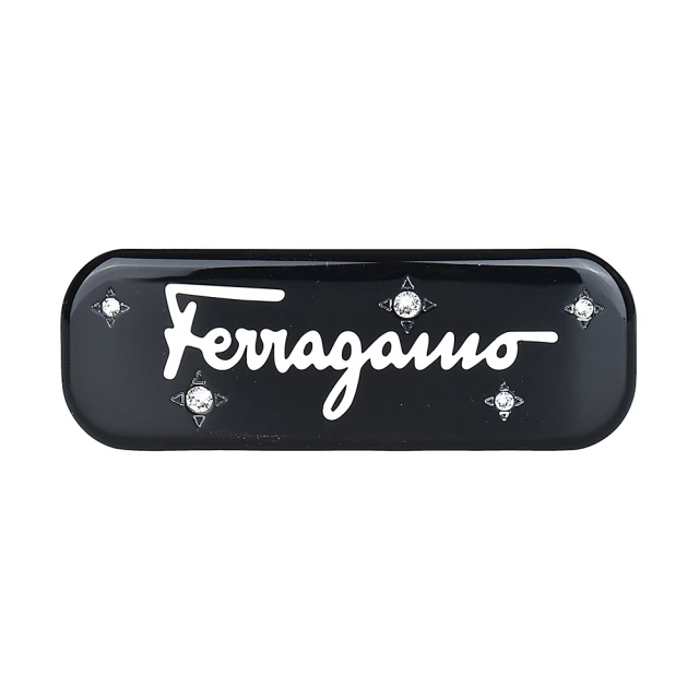 Salvatore Ferragamo SALVATORE FERRAGAMO 字母LOGO樹脂水鑽鑲飾彈簧髮夾(黑)