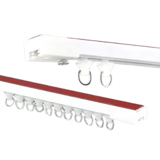 【WE CHAMP】自黏式免鑽孔頂側通用門窗簾軌道1M(好安裝 免打孔 堅固耐用 滑軌 租屋)