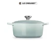 【Le Creuset】典藏圓鐵鍋 24cm(海洋之花-鋼頭-內鍋白)