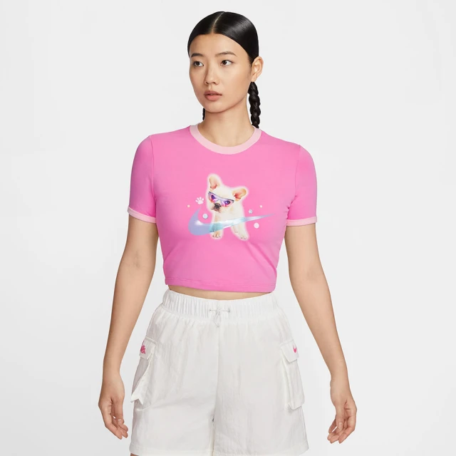 NIKE 耐吉 短袖 上衣 運動 休閒 女 AS W NSW TEE SLIM CRP GCEL 粉紅色(HM4621675)