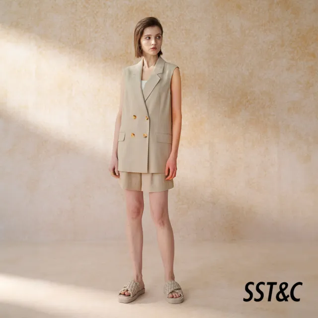 【SST&C】女裝 米色劍領無袖長版背心8162405002(換季55折)