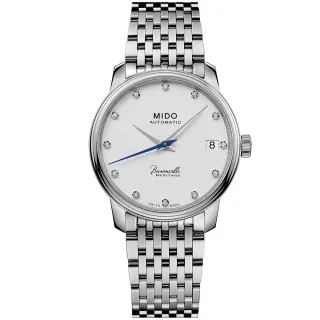 【MIDO 美度 官方授權】BARONCELLI 永恆系列 鈦游絲真鑽機械錶-33mm 禮物(M0272071101600)