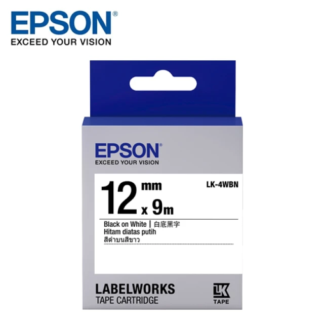 EPSON LK-4WBN S654401 標籤帶【一般系列】白底黑字12mm