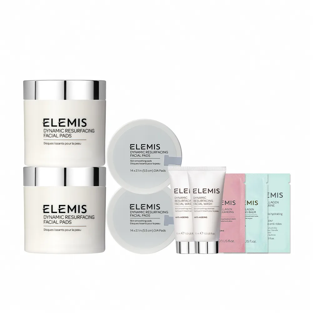 【ELEMIS 愛莉美】煥膚亮顏潔膚片囤貨組(精華潔膚片60pk x2 送煥膚洗面乳30ml x2+潔膚片14pk x2)