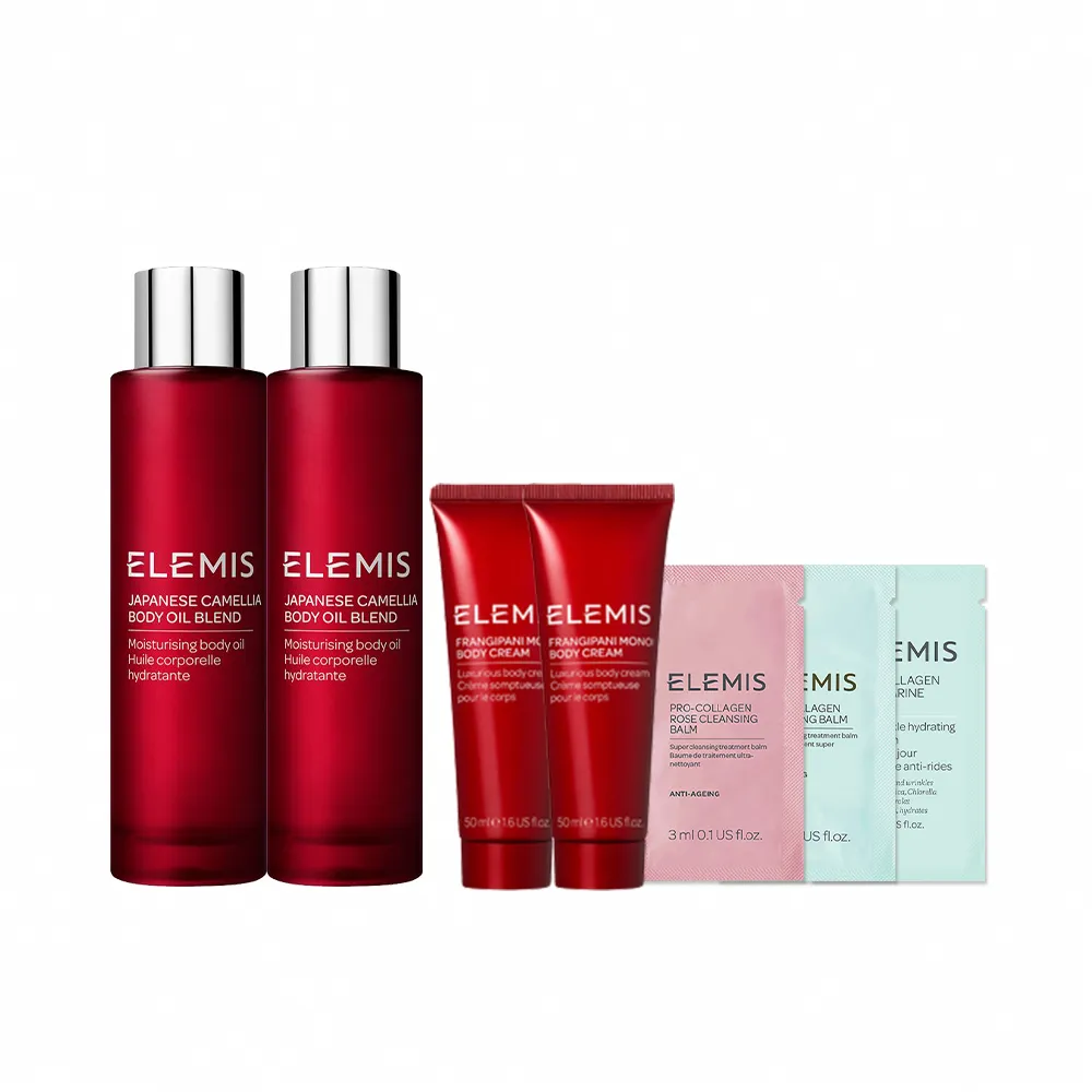 【ELEMIS 愛莉美】日本山茶花囤貨組(山茶花身體潤膚油100ml x2 ★買200送100★小紅油★)