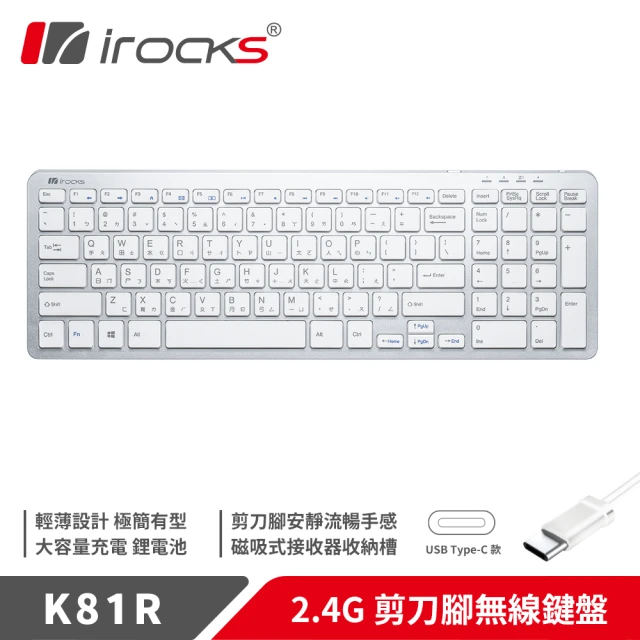 i-Rocks K81R 2.4GHz 無線鍵盤 白色